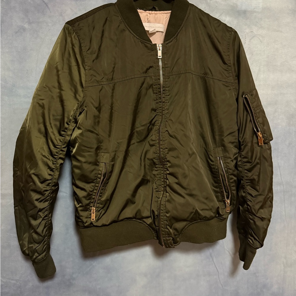 New York & Company Dark Green Bomber Jacket